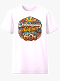 Chronologically Gifted Since the 60s retro graphic tee on white shirt