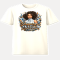 Dripping in Melanin and Confidence graphic t-shirt on white tee