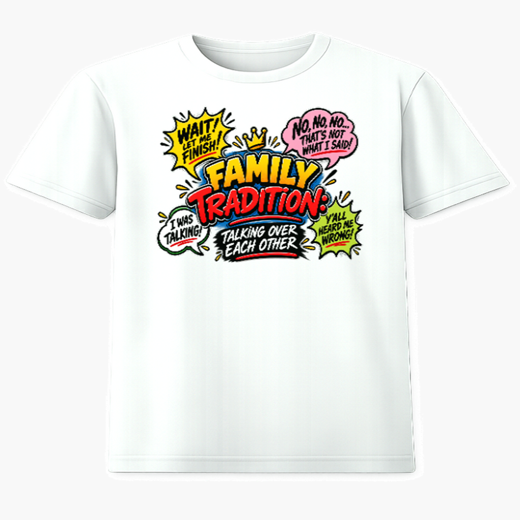 Family Tradition Talking Over Each Other graphic tee