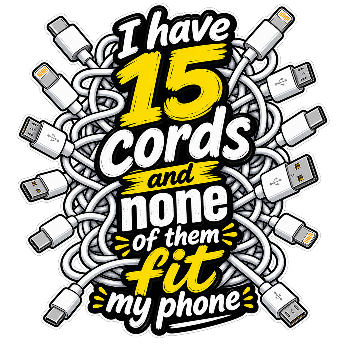 I Have 15 Cords and None of Them Fit My Phone T-Shirt