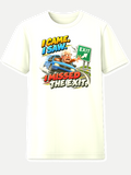 White T-shirt with a driver missing an exit and the words I Came I Saw I Missed the Exit
