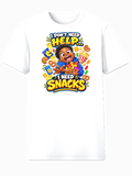 I Don't Need Help I Need Snacks kids graphic tee Black boy surrounded by snacks