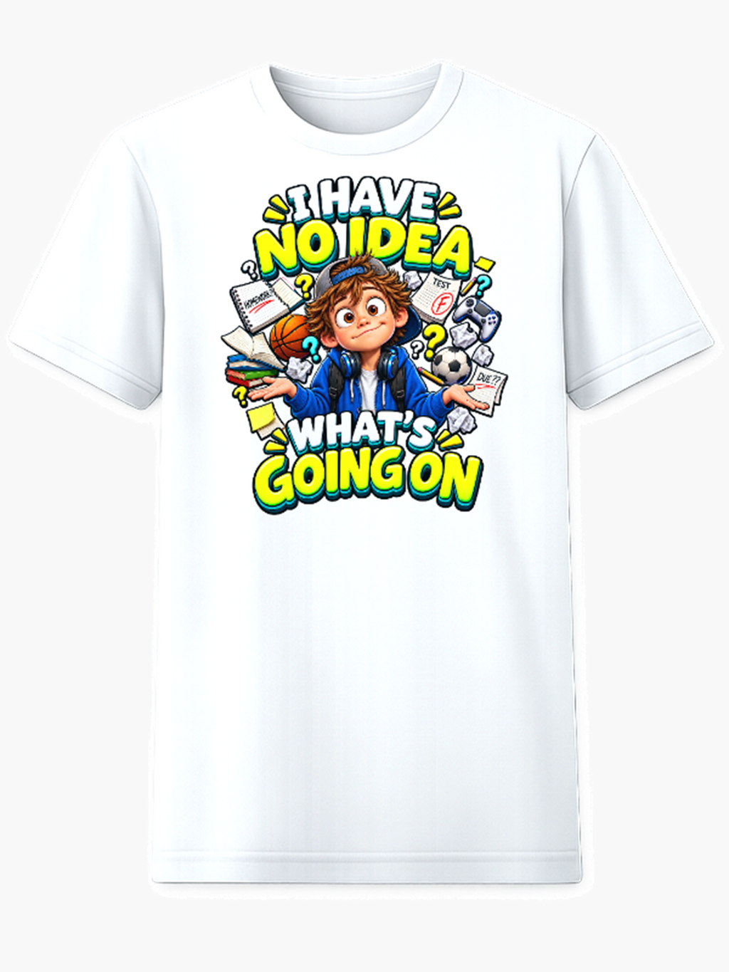 I Have No Idea What's Going On Cap Edition kids graphic tee boy blue hoodie