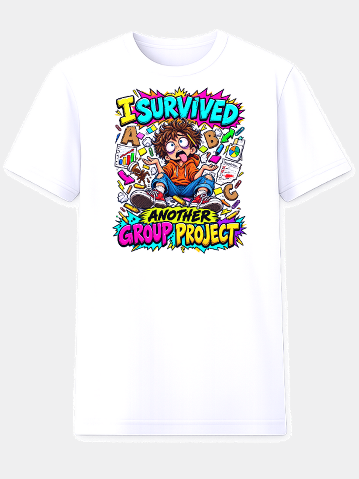 I Survived Another Group Project kids school humor graphic tee frazzled boy