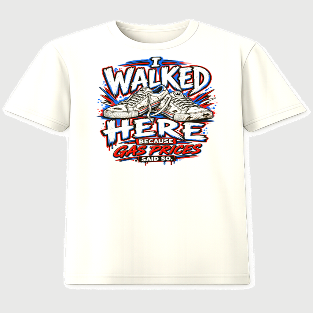 I Walked Here Because Gas Prices Said So bold color graphic tee