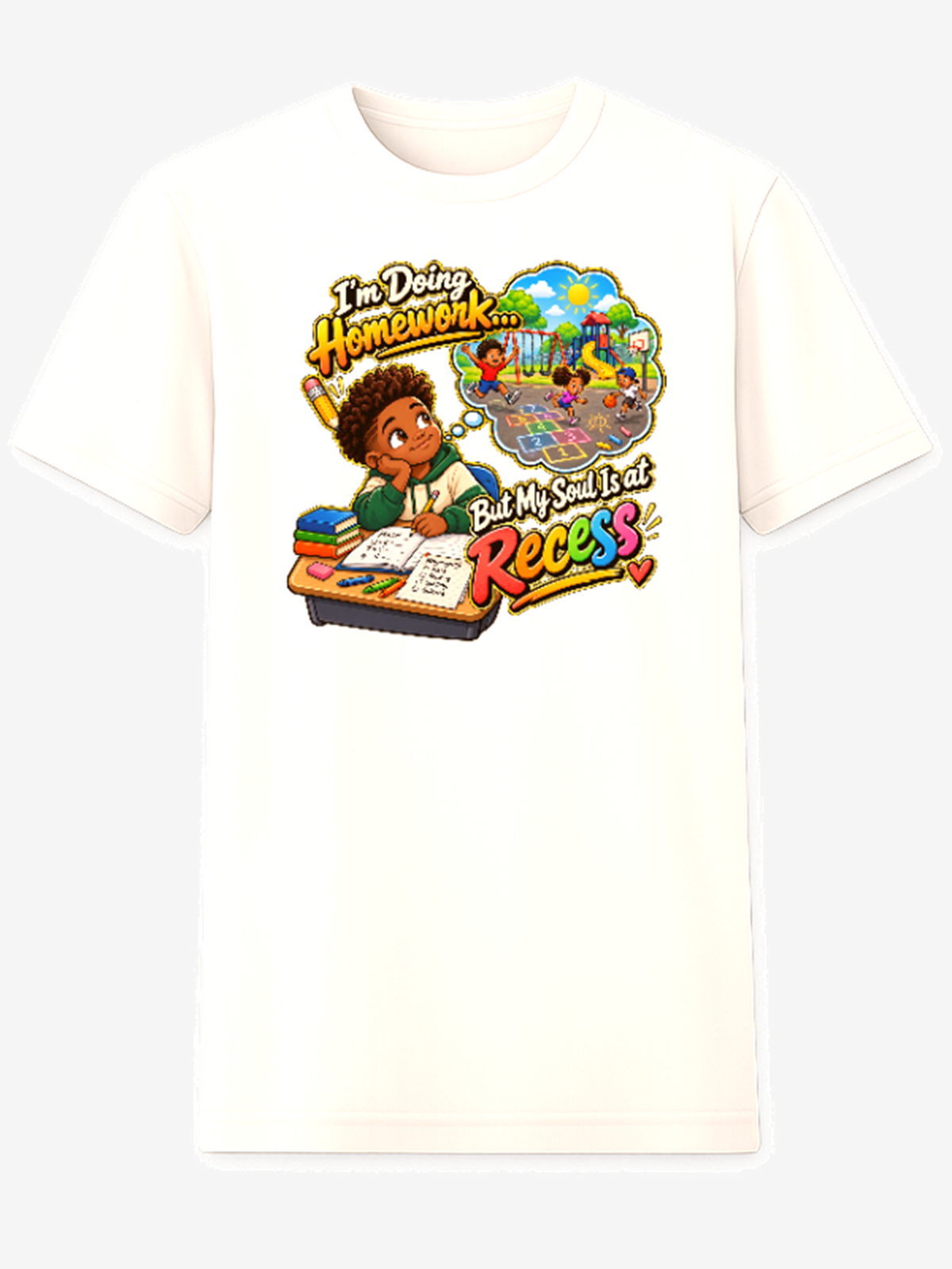 I'm Doing Homework But My Soul Is at Recess Boy kids school humor graphic tee
