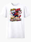I'm Not Late I'm Time-Flexible kids school humor graphic tee Black boy sprinting