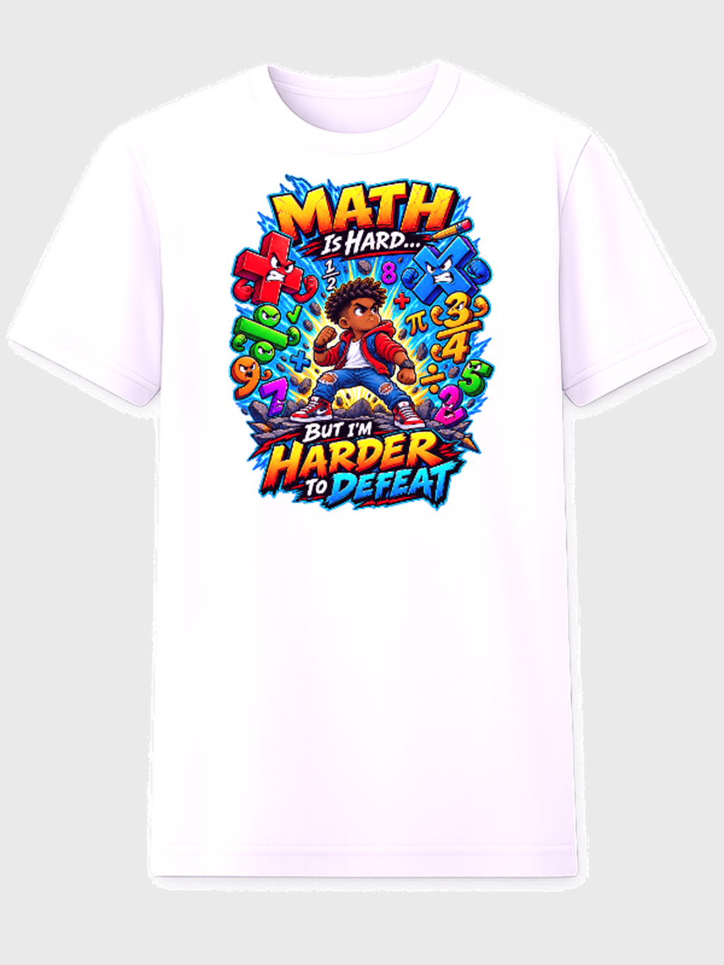 Math Is Hard But I'm Harder to Defeat Kids Tee
