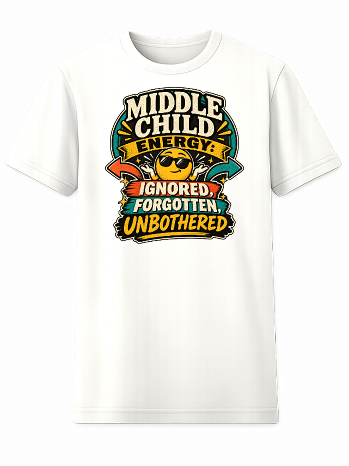 Middle Child Energy white tee mockup