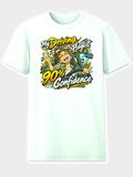White T-shirt with a confident driver surrounded by music notes and the words My Driving Playlist Is 90% Confidence