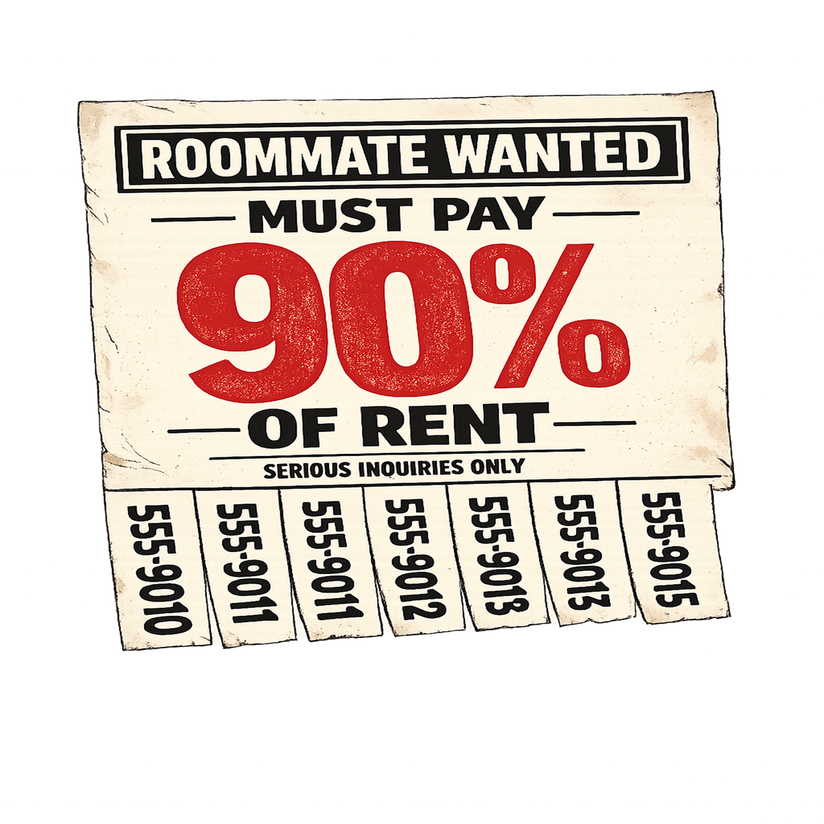 Roommate Wanted – Must Pay 90% of Rent T-Shirt