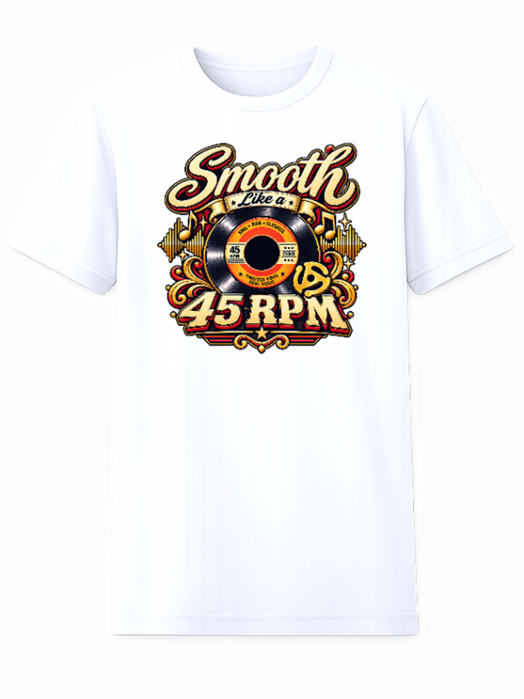 Smooth Like a 45 RPM vintage vinyl record graphic tee design