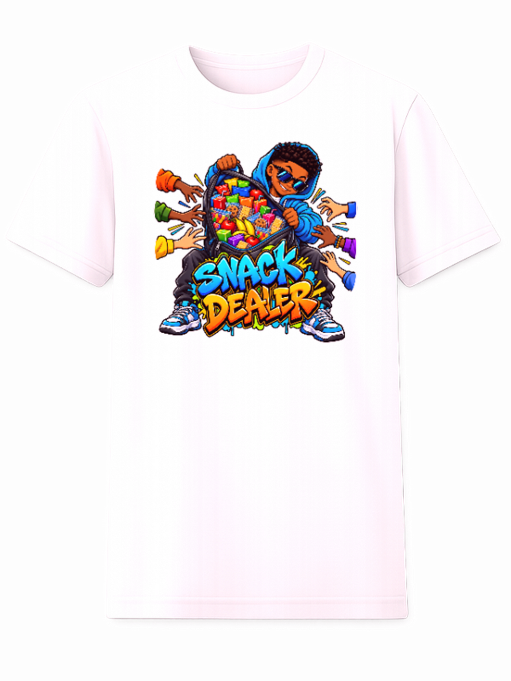 Snack Dealer Blue Edition kids graphic tee Black boy blue Jordans