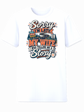 Sorry I'm Late, My Wife Was Telling Me a Story graphic t-shirt in white