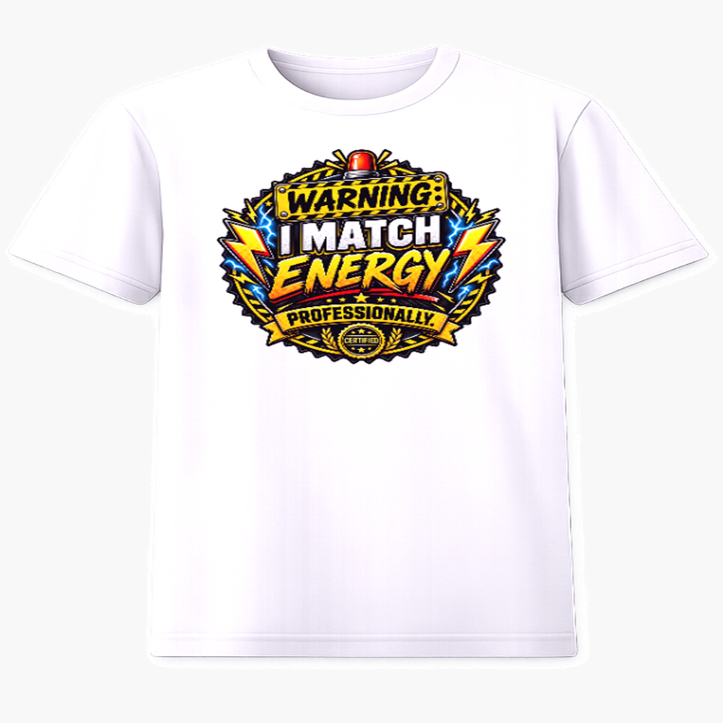 Warning I Match Energy Professionally graphic tee
