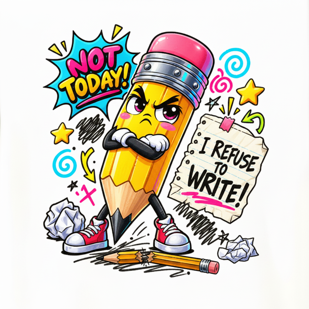Close-up of Not Today I Refuse to Write graphic tee design